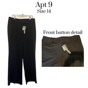 NWT Apt 9 Ava pants black curvier fit low waist carerr business casual wide leg